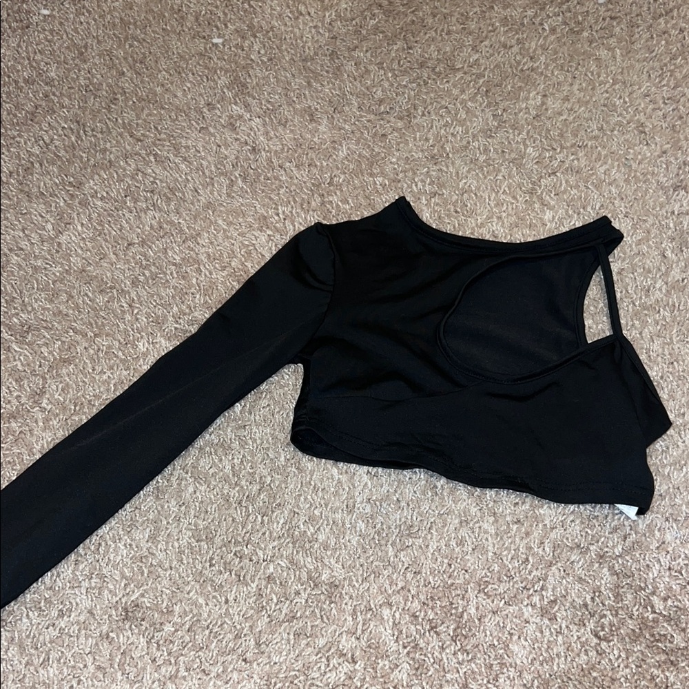 Black One-Shoulder Women's Top